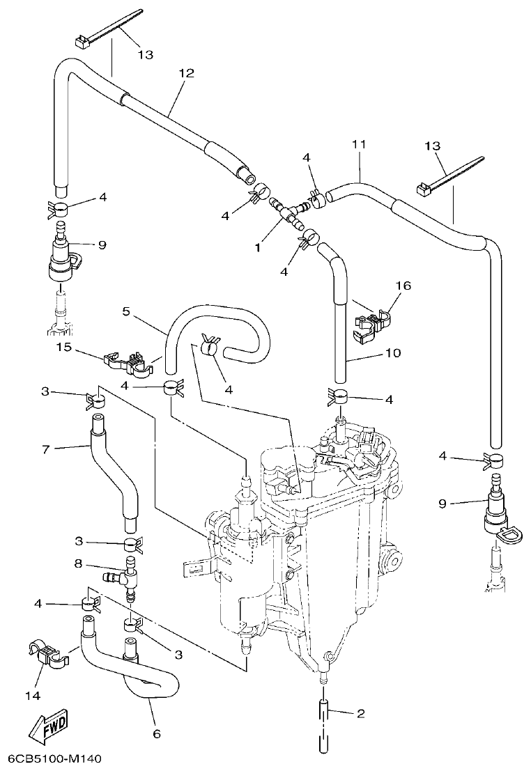 Yamaha F300BET, FL300BET, F300BET2, FL300BET2 FUEL INJECTION PUMP 2 parts diagram
